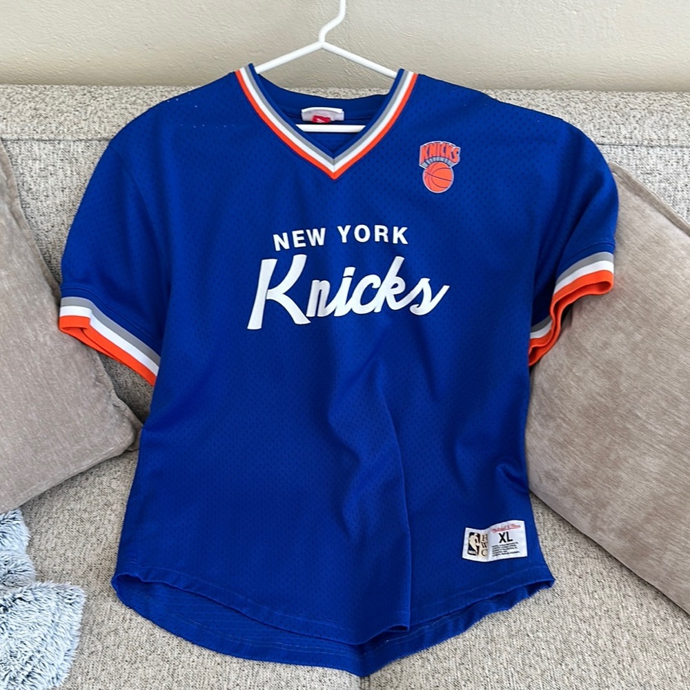 Mitchell & Ness Blue and Orange New York Knicks Jersey